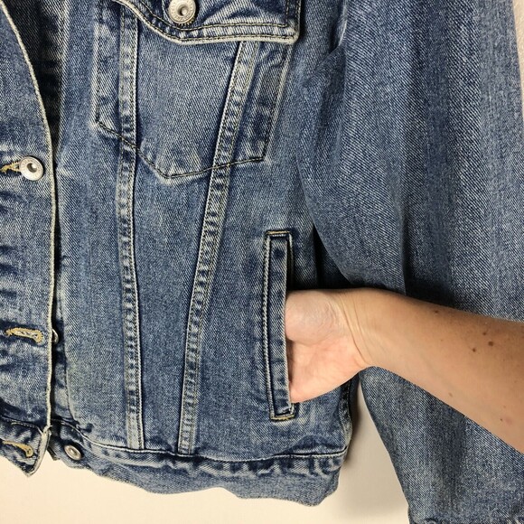 Vintage DKNY Denim Trucker Jacket Womens Small Oversized 90s Grunge Layering USA - Picture 6 of 12